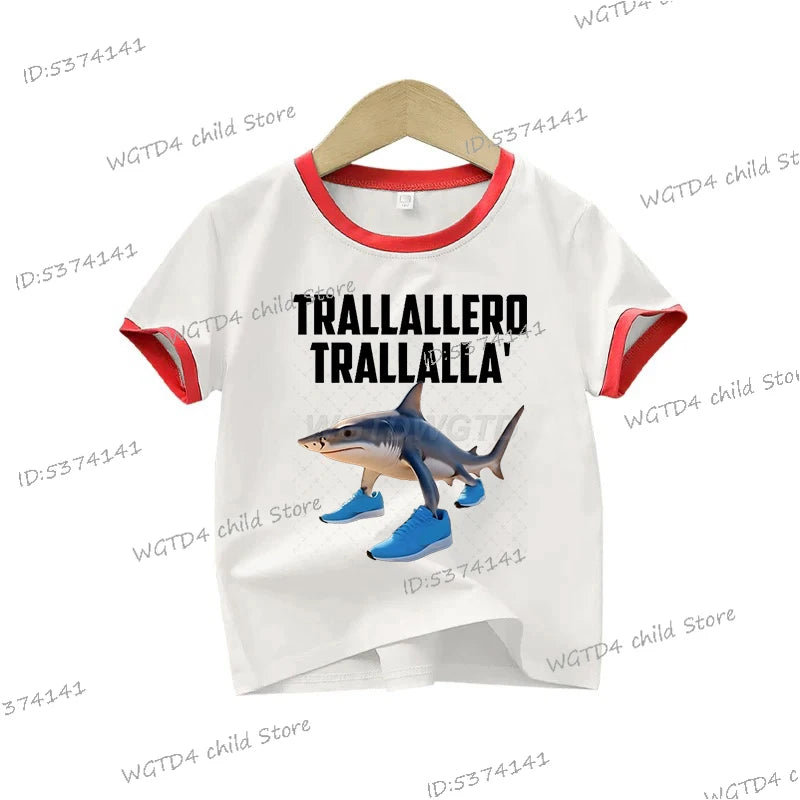 Ropa para niños: Camiseta estampada italiana Brainrot Tralalero Tralala para niños, moda para amantes de los tiburones, meme divertido, ropa para niños