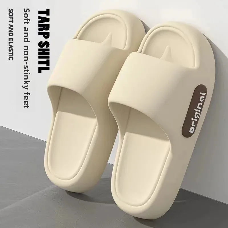 Pantuflas rojas de suela gruesa, antideslizantes y resistentes a los olores, estilo 2025, para el hogar, cómodas y de verano, de PVC.