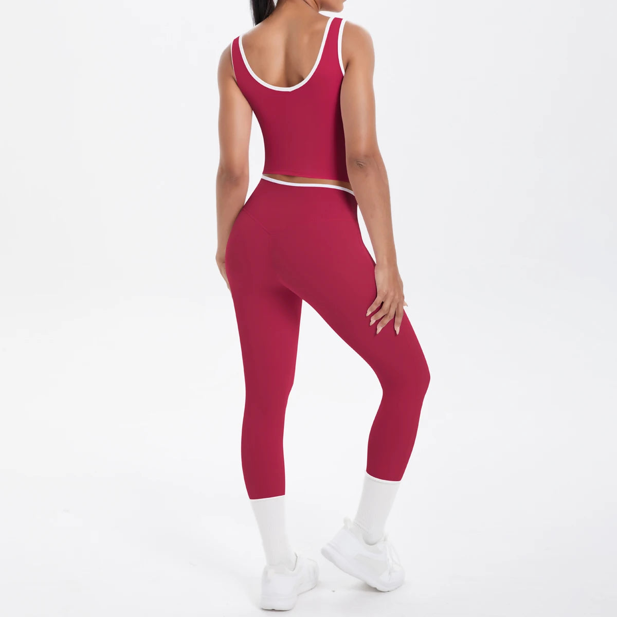 Conjunto de 2 piezas de pantalones de yoga con espalda descubierta y leggings para correr, de cintura alta, con estampado de melocotón y glúteos, para fitness y deportes.