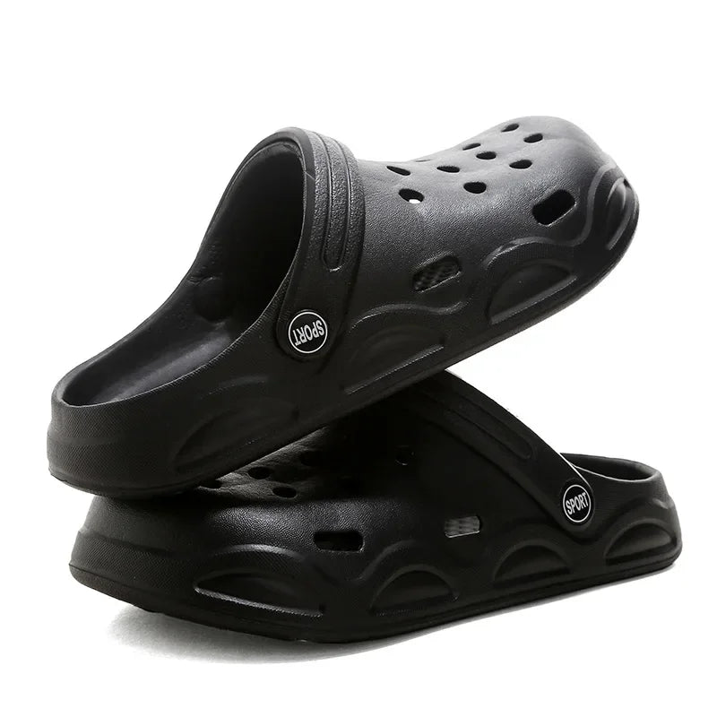 Zapatos de verano para hombre, para exteriores, con tacón medio cubierto, para jardín, playa, tipo zueco, transpirables, de material EVA, sandalias cómodas.