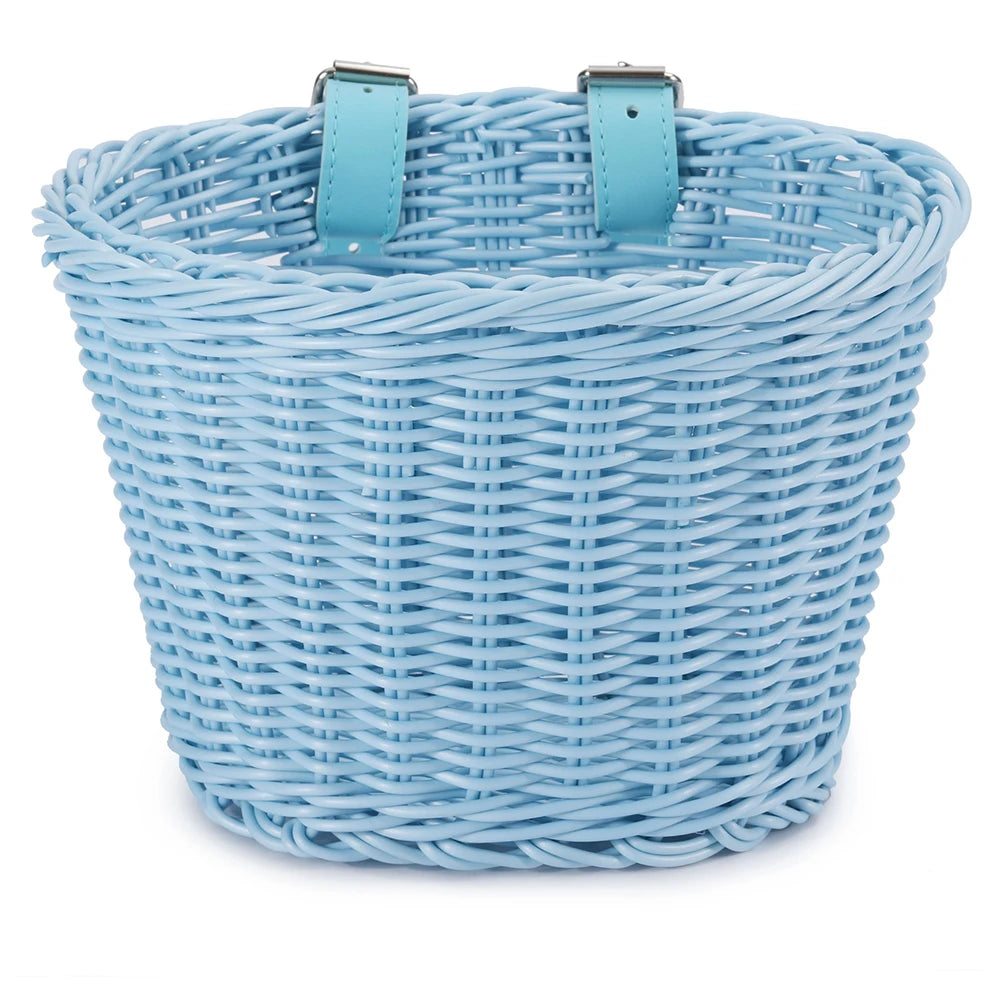 Conjunto de cesta de bicicleta para niños, timbre, borla y pegatinas. Cesta de bicicleta de ratán tejida a mano para manillar delantero. Accesorios de ciclismo.