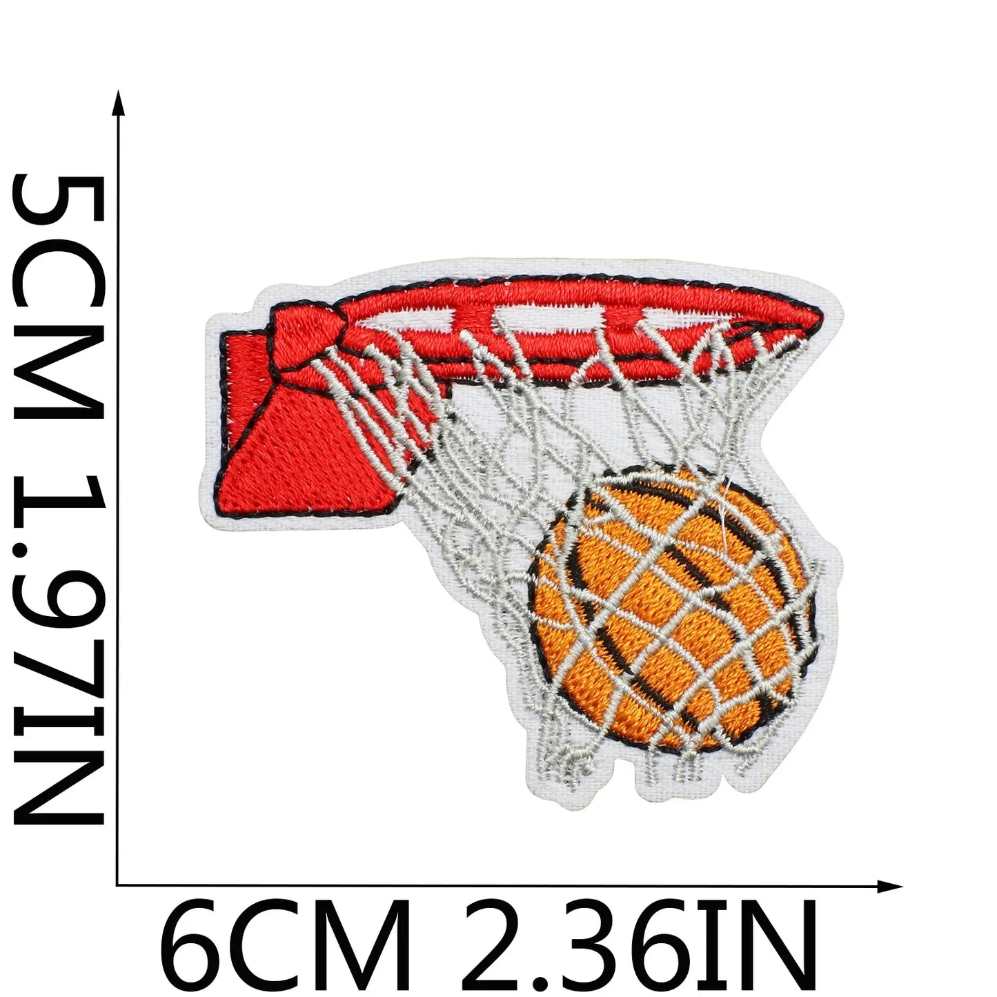 Emblema de baloncesto deportivo, accesorios de ropa, insignia, pegatina bordada, parches termoadhesivos