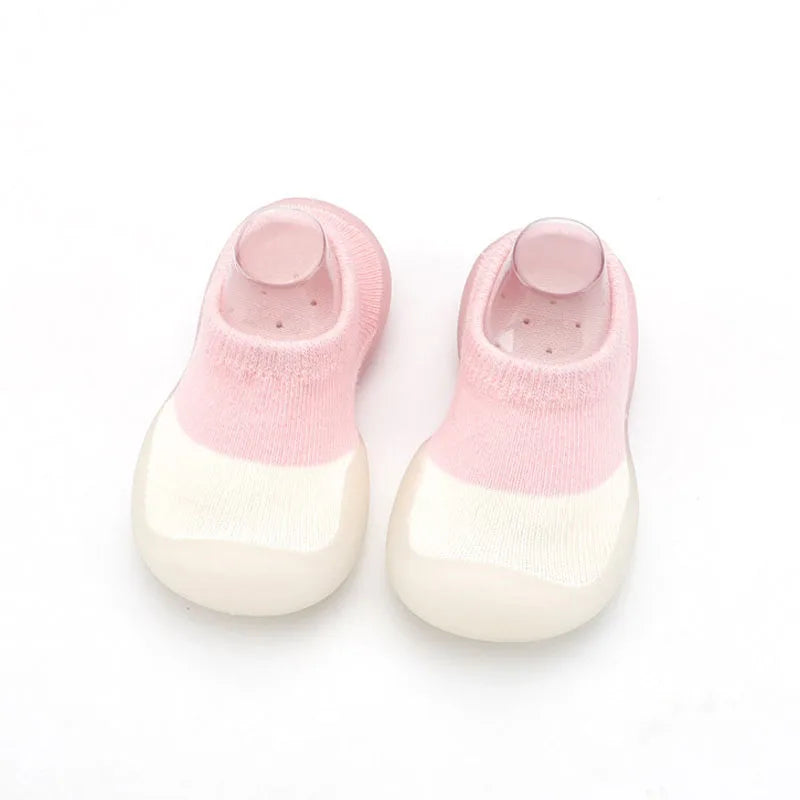 Zapatos para bebés, primeros pasos, para niños y niñas, suela de goma suave antideslizante, zapatos casuales descalzos, botines de punto