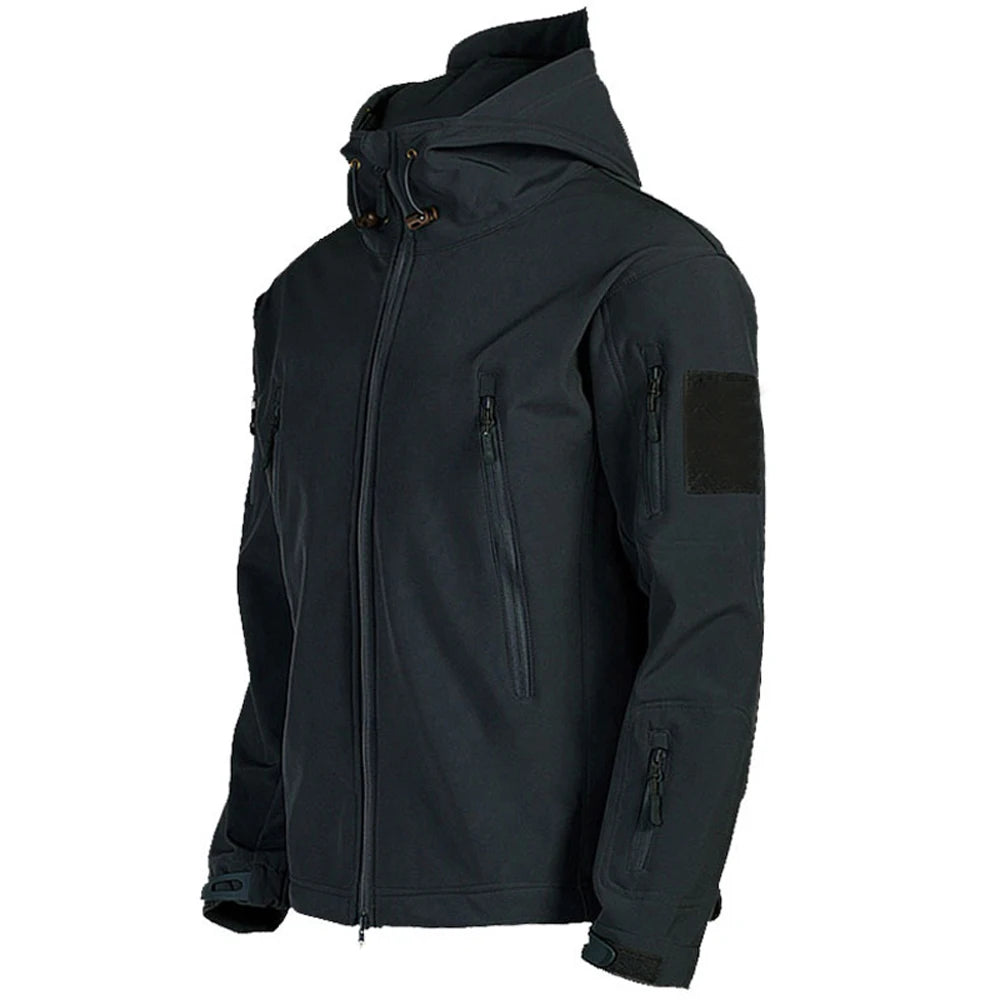 Chaquetas militares de piel de tiburón, de caparazón blando, para hombre, tácticas, a prueba de viento, impermeables, de combate, con capucha.