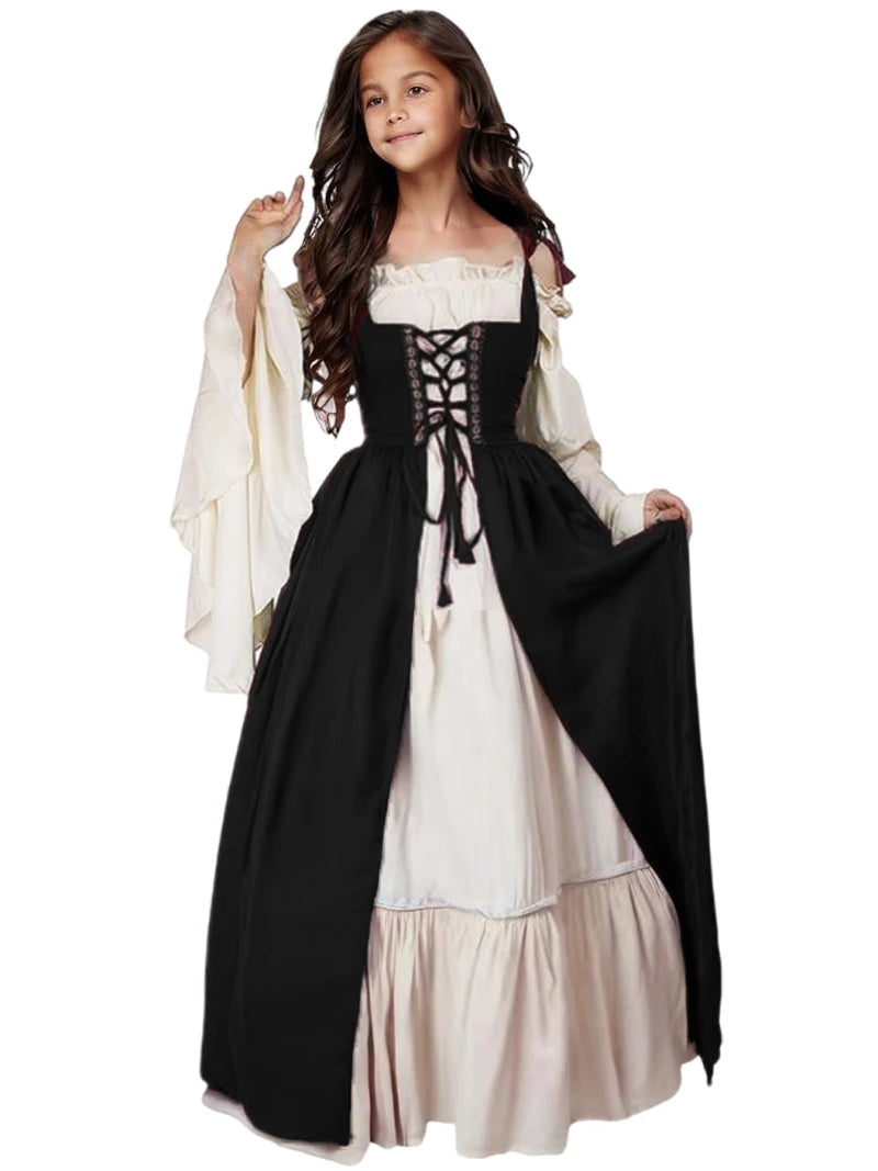Cosplay Girls Medieval Renaissance Costumes Suit Dress Victorian Princess Steampunk Long Dress Plus Size
