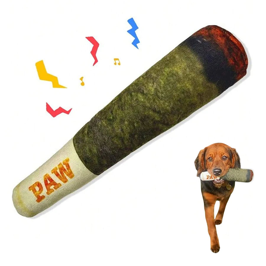 Divertidos juguetes interactivos para perros: peluche chirriante con diseño de cigarro, juguete creativo para masticar para perros pequeños y medianos.