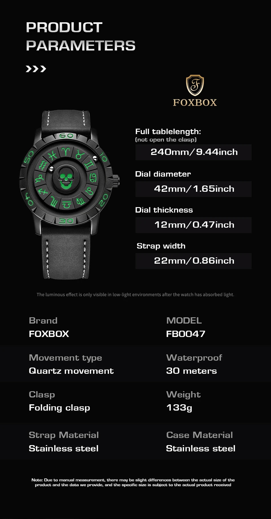 Nuevo reloj de lujo para hombre de la marca original FOXBOX, a la moda, con calavera, puntero deslizante, fuerza magnética, impermeable, de cuarzo.