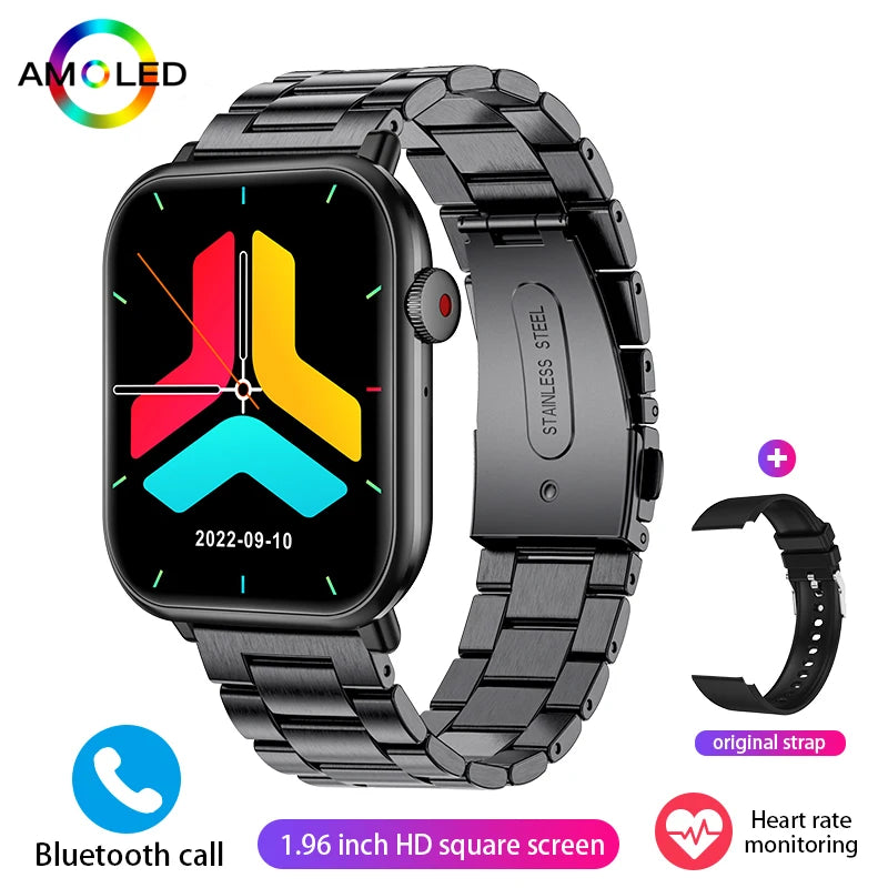 Nuevo reloj inteligente AMOLED para mujer, para hombre, con control de temperatura corporal, deportivo, fitness, resistente al agua, Bluetooth, llamadas, reloj inteligente digital para mujer.