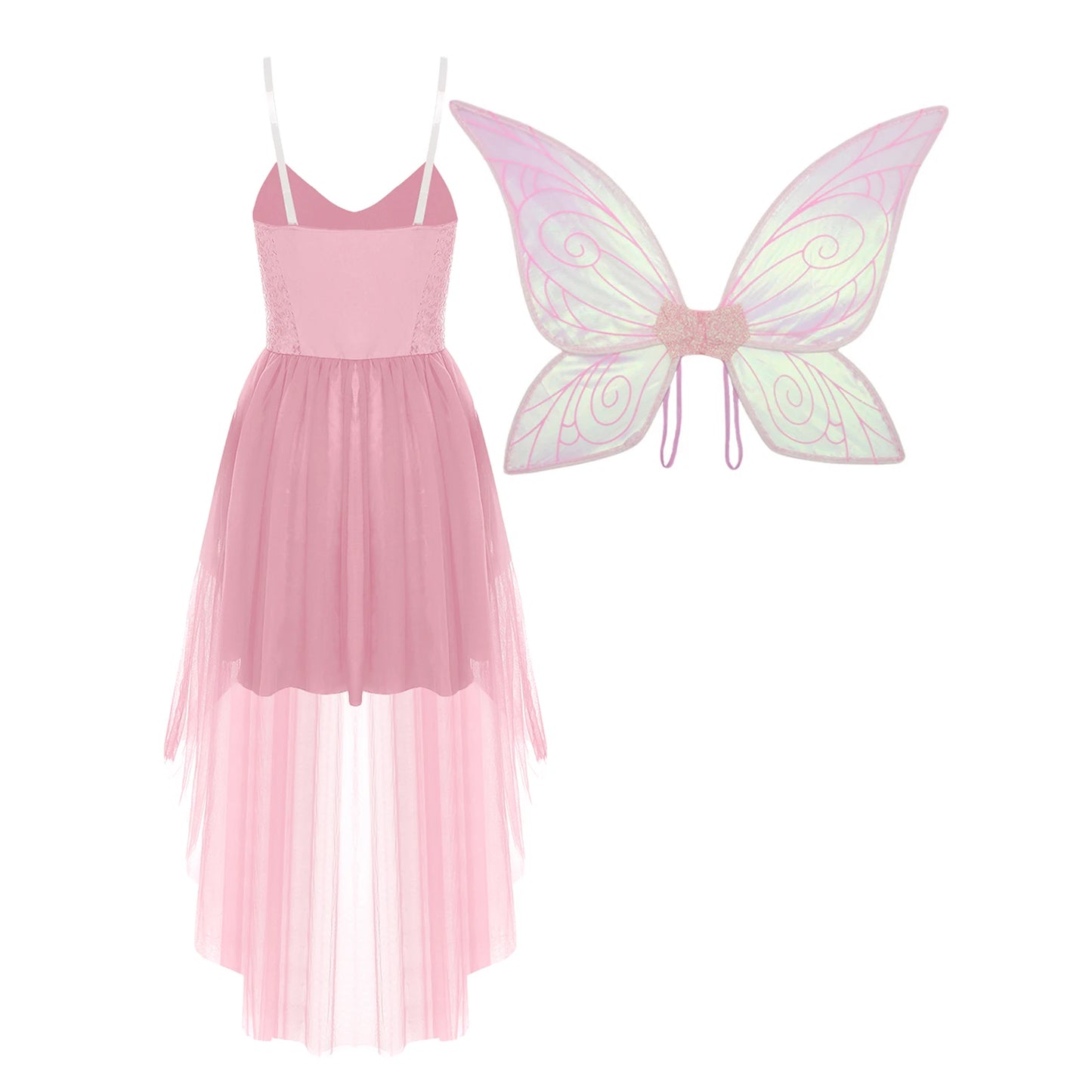 Womens Halloween Green Princess Dress Forest Tinker Costumes Bell Dress with Fairy Tale Wings for Carnival Roleplay Dress Up