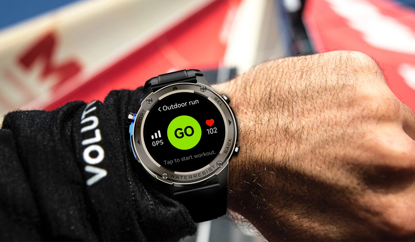 Nuevo reloj inteligente para exteriores para hombre, batería de larga duración de 500 mAh, pantalla AMOLED, resistente al agua hasta 5 ATM, monitor de ritmo cardíaco, GPS, reloj inteligente militar.