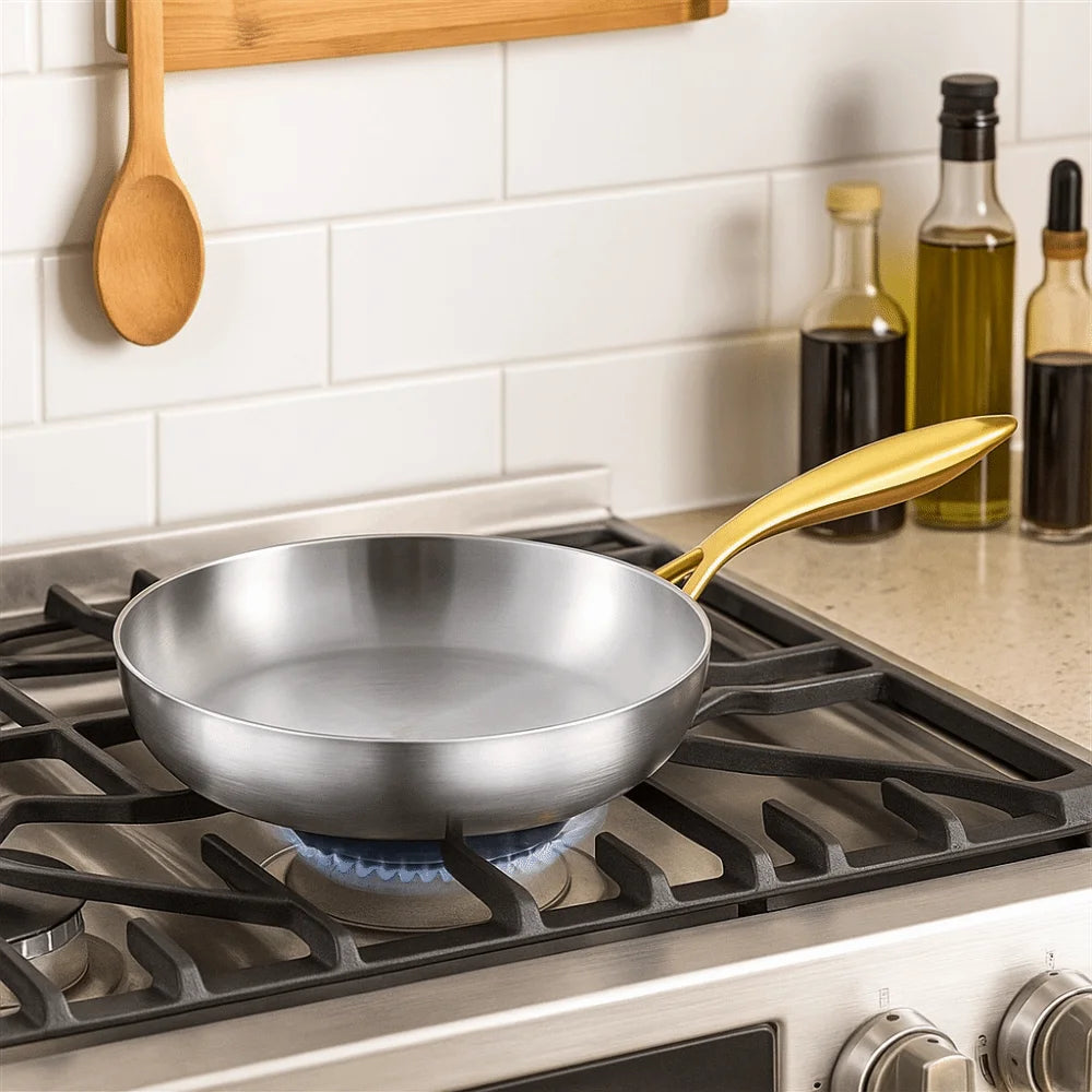 Sartén universal de acero inoxidable 316 sin revestimiento para el hogar, con tapa, wok antiadherente, para cocina de inducción