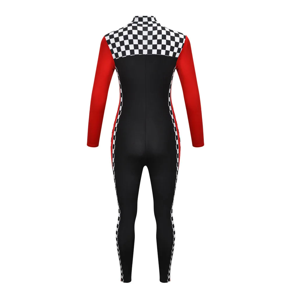 Sexy Lady Race Car Driver Costume Halloween Racing Girl Clubwear Zip Erotic Bodysuit Cosplay Carnival Fancy Party Dress Jumpsuit