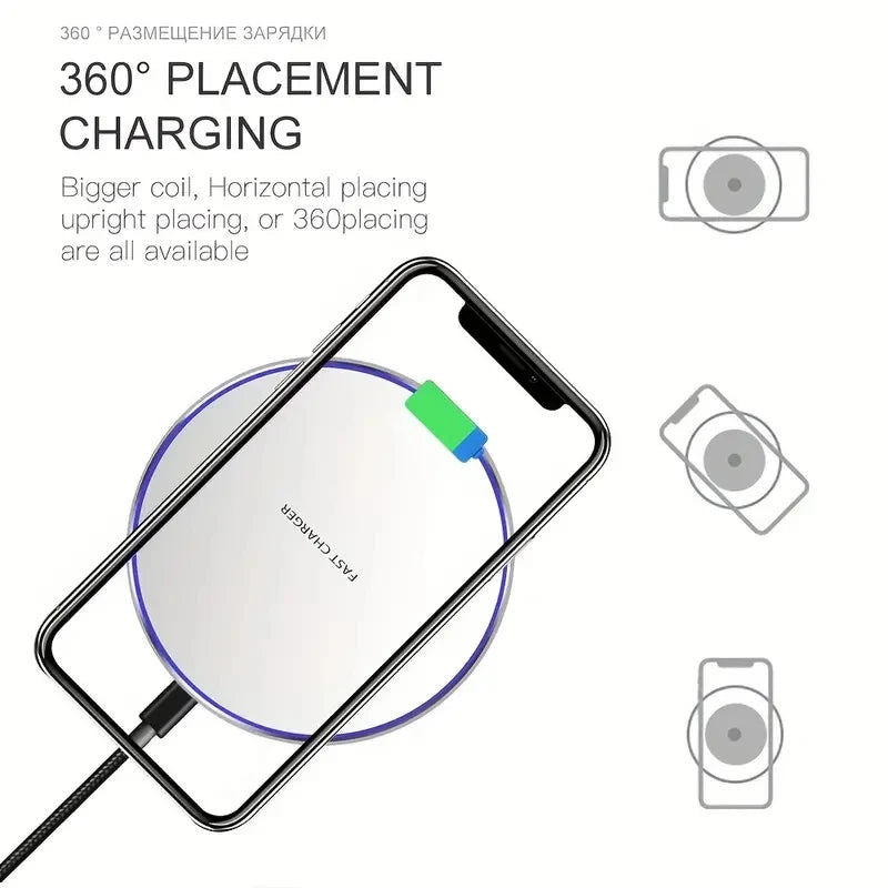Cargador inalámbrico de 30 W para iPhone 15, 14, 13, 12, X Pro Max, base de carga rápida por inducción para Samsung S23, S22, Xiaomi y Huawei