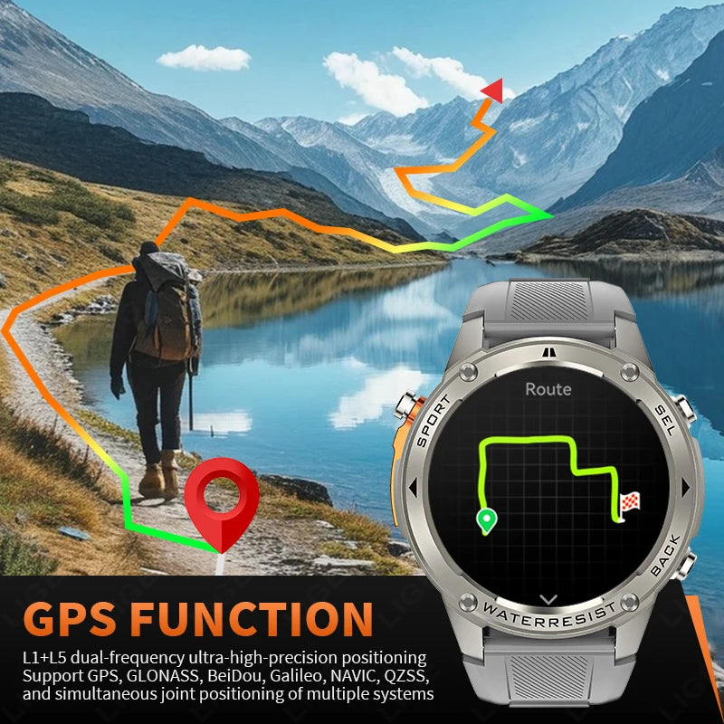 Nuevo reloj inteligente para exteriores para hombre, batería de larga duración de 500 mAh, pantalla AMOLED, resistente al agua hasta 5 ATM, monitor de ritmo cardíaco, GPS, reloj inteligente militar.