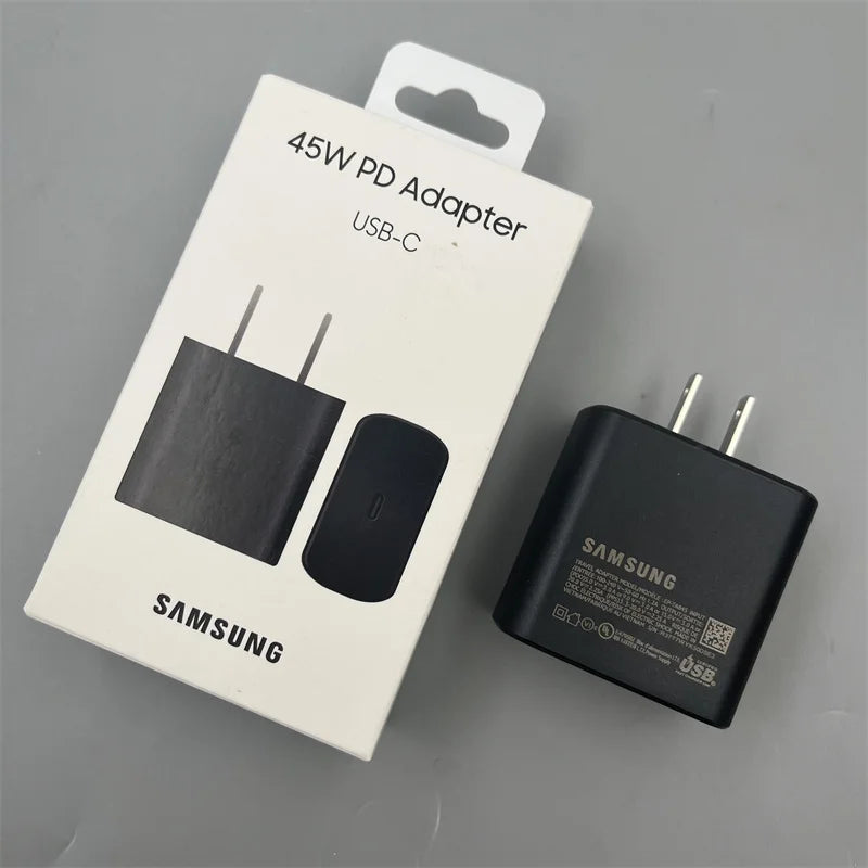 Cargador rápido PD original de 45 W, adaptador de pared de carga rápida tipo C para Samsung Galaxy S23 S22 S21 Ultra A54 A53 A52S.
