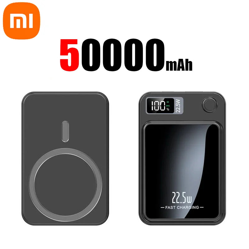 Banco de energía magnético inalámbrico Xiaomi de 500.000 mAh y 22,5 W, carga ultrarrápida, batería externa portátil para iPhone y Samsung.