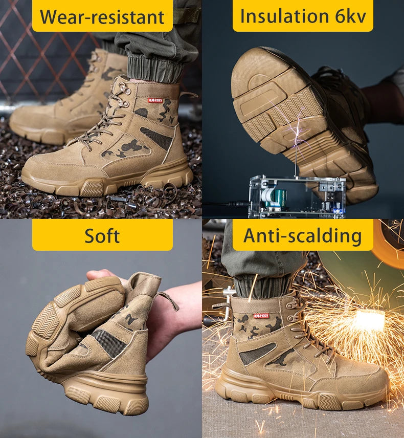 Zapatillas indestructibles, zapatos de seguridad con puntera de acero, resistentes a perforaciones, botas tácticas