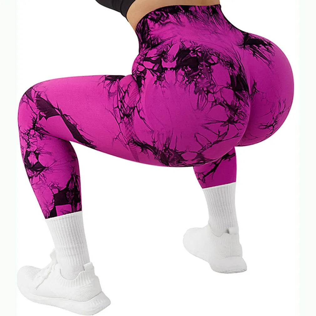 Mallas deportivas con efecto tie-dye para mujer, leggings push up para entrenamiento, leggings deportivos para mujer, pantalones de gimnasio sin costuras con efecto push-up