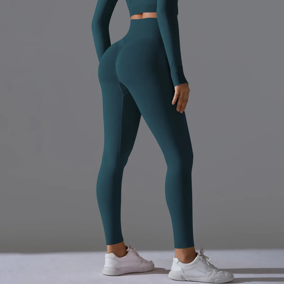 Leggings deportivos de yoga para mujer, sin costuras, cintura alta, elásticos, color sólido, para gimnasio, correr, secado rápido, realce y efecto moldeador.