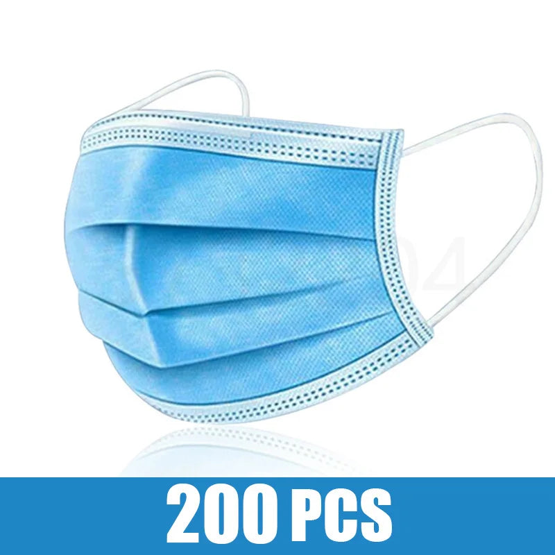 Mascarillas quirúrgicas desechables de 10 a 200 unidades, mascarillas faciales médicas de 3 capas con filtro, antipolvo, transpirables, con elásticos para las orejas, mascarillas bucales para adultos.