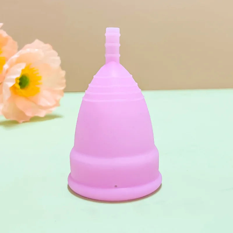 Copa menstrual con anillo, tampón y compresa de fácil extracción, alternativa de silicona médica, copa de higiene femenina para la menstruación femenina.