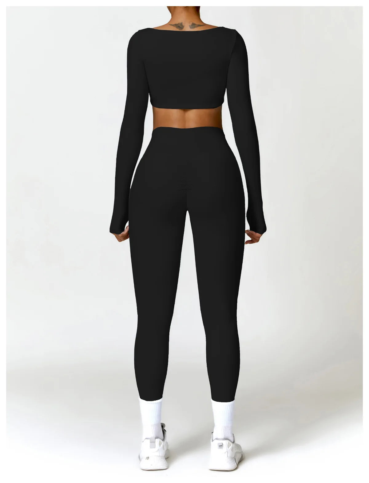 Conjunto de chándal de yoga para mujer, 2 piezas, ropa deportiva para entrenamiento, ropa deportiva, leggings de gimnasio, sujetador de fitness, top corto, trajes deportivos de manga larga