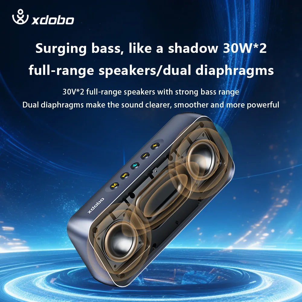 Altavoz inalámbrico XDOBO con subwoofer para el hogar, Smart TV, oficina, tableta, exterior, camping, fiestas, barra de sonido de 60 W, graves profundos, boombox