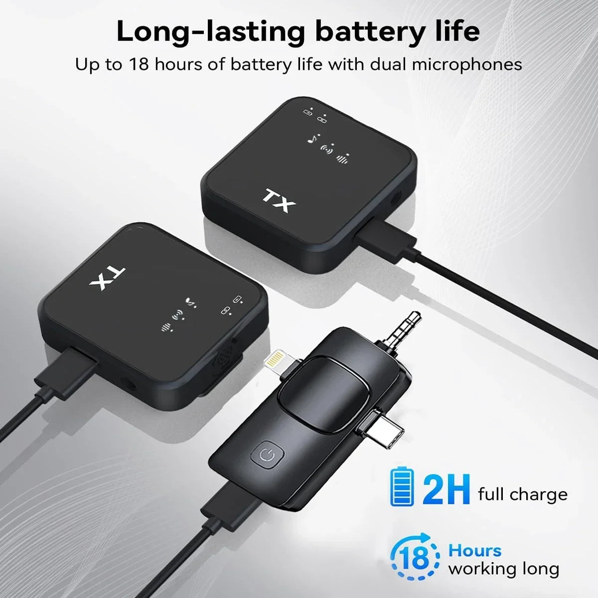 Micrófono de solapa inalámbrico 3 en 1 para cámara, iPhone y Android. Micrófono para grabación de video y podcasts con reducción de ruido.