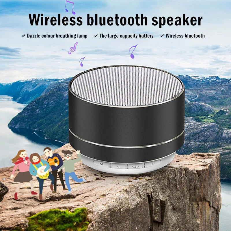 Altavoces inalámbricos Bluetooth A10 para exteriores, subwoofer, minialtavoz portátil de aleación de aluminio para música, tarjeta TF/SD, radio, caja de sonido