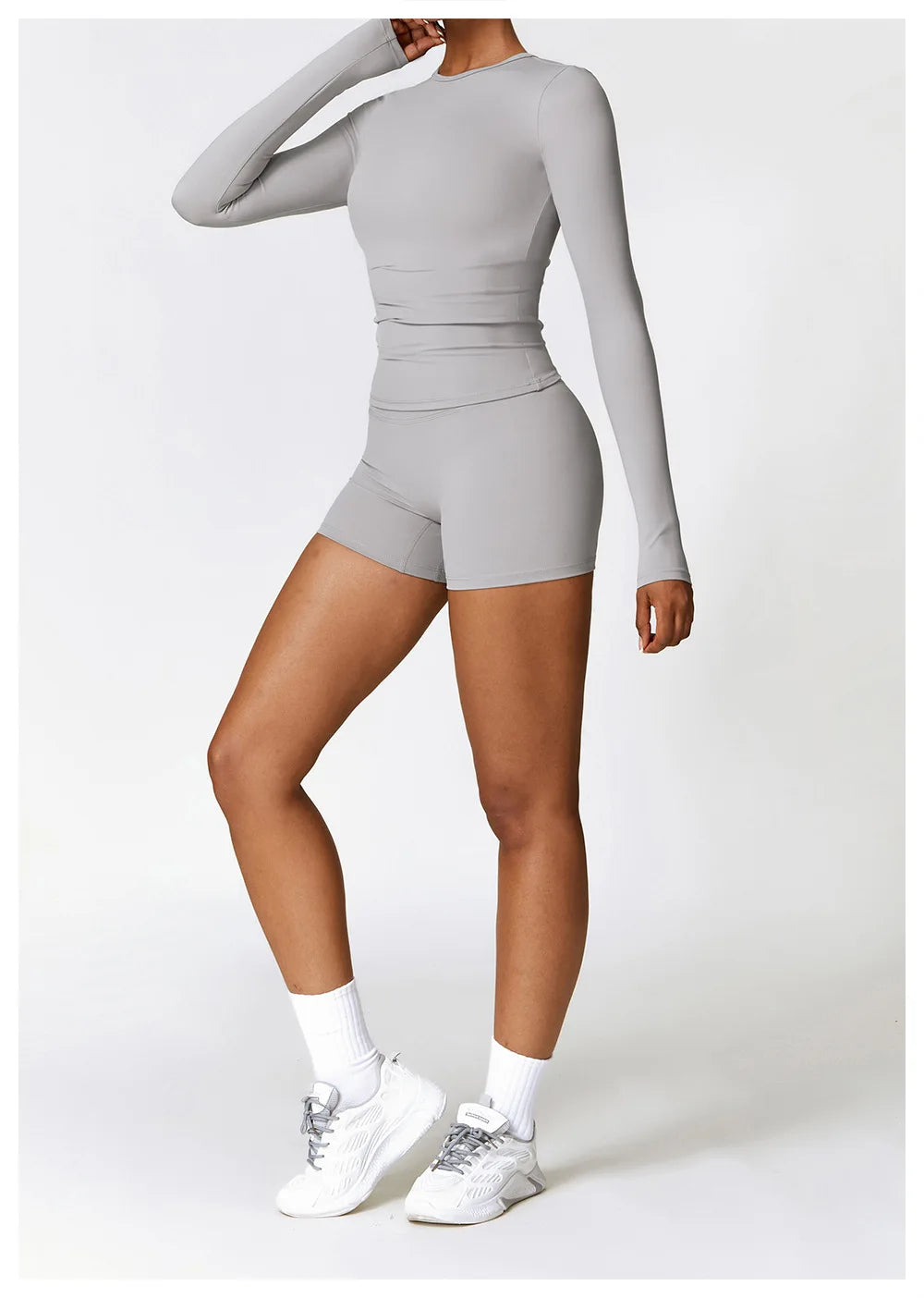 2PCS Seamless Yoga Set Women Workout Set Sportswear Gym Clothing Fitness Long Sleeve Crop Top High Waist Leggings Sports Suits