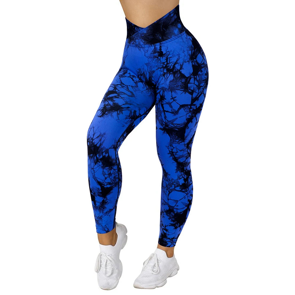 Mallas deportivas con efecto tie-dye para mujer, leggings push up para entrenamiento, leggings deportivos para mujer, pantalones de gimnasio sin costuras con efecto push-up