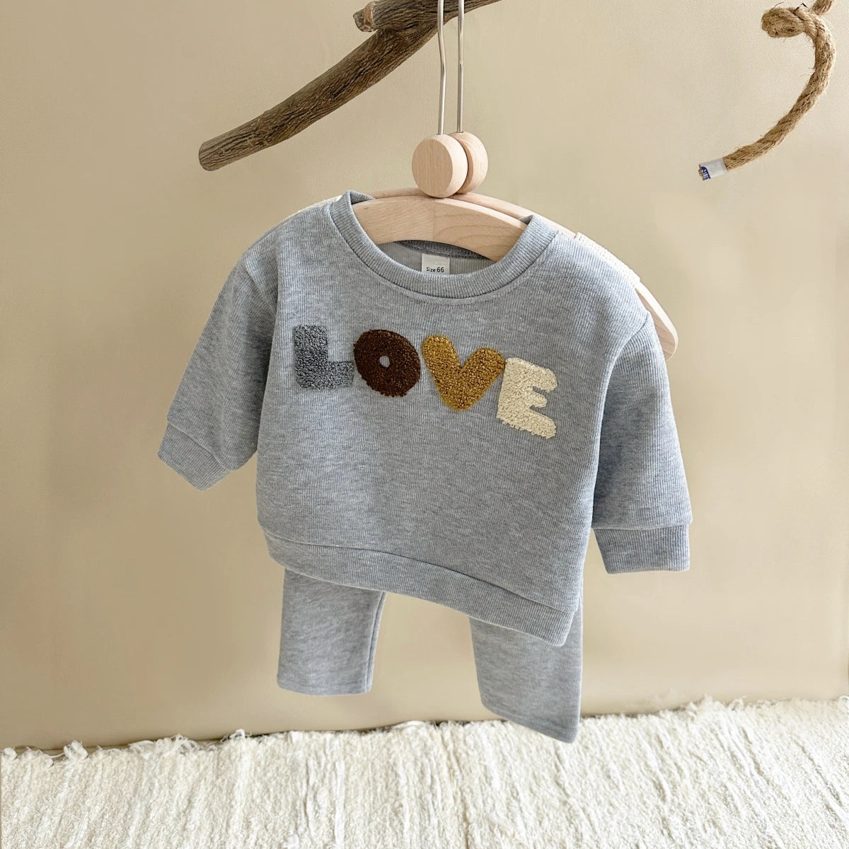 Ropa para bebé recién nacido, conjunto infantil, sudadera para niño y niña, primavera y otoño, top y pantalones con letras de manga larga, conjunto de 2 piezas para niños