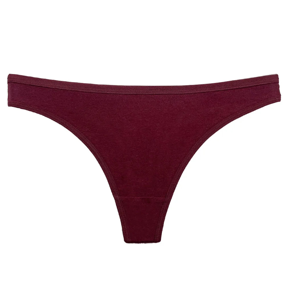 Conjunto de 5 bragas de algodón para mujer, tanga, ropa interior sexy, lencería femenina, bragas íntimas de color liso.