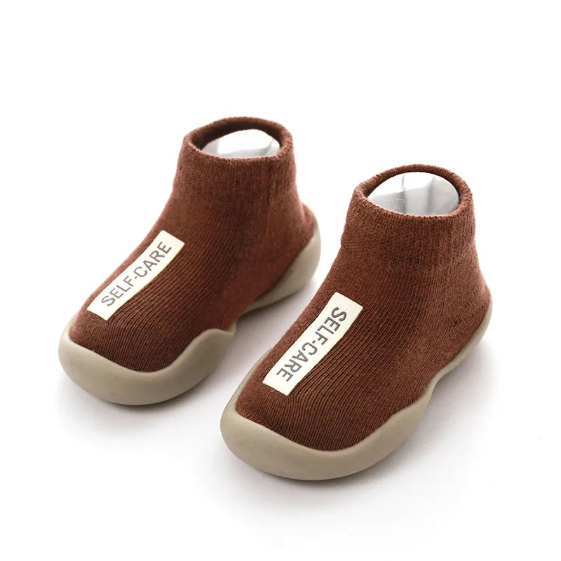Zapatos para bebés, primeros pasos, para niños y niñas, suela de goma suave antideslizante, zapatos casuales descalzos, botines de punto