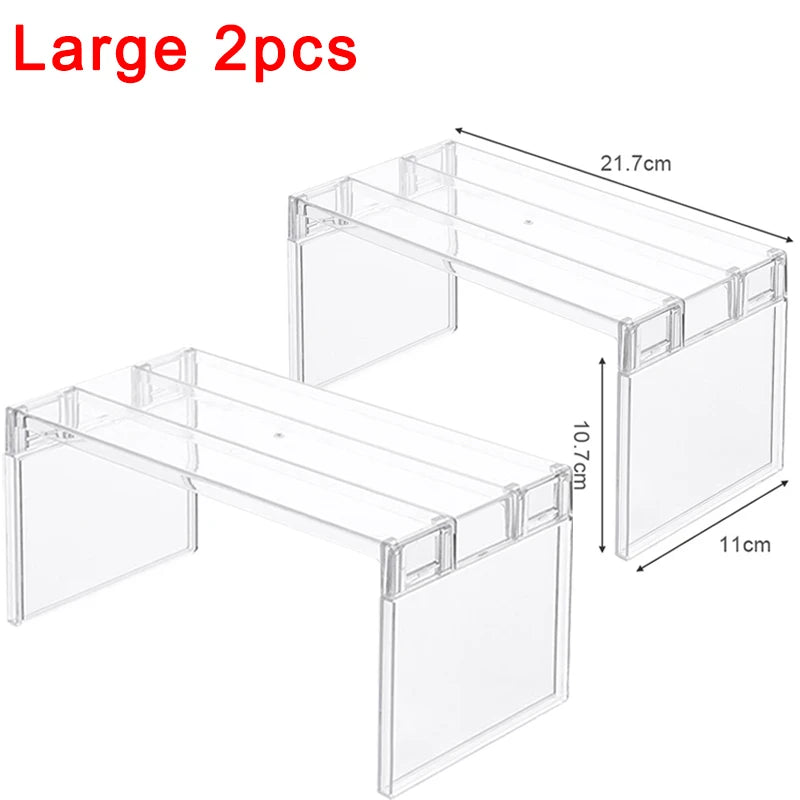 Organizadores de refrigerador, estantes de almacenamiento, separadores en capas para refrigerador, soporte de escritorio transparente, ahorra espacio, accesorios de cocina