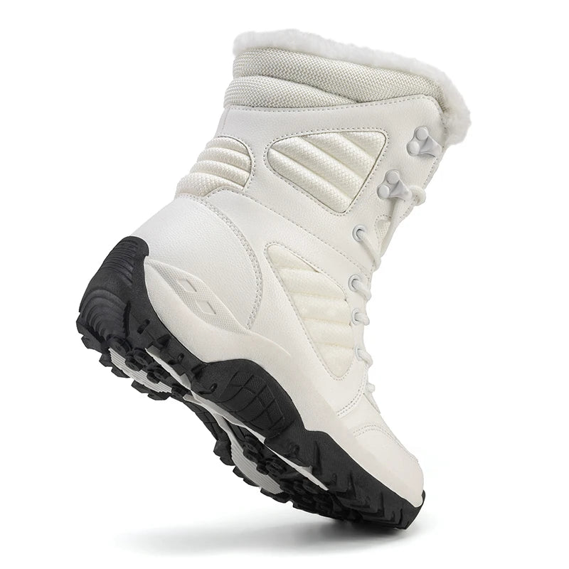 Botas de nieve de invierno para hombre y mujer, impermeables, de cuero, muy cálidas, para exteriores, senderismo, trabajo, talla grande