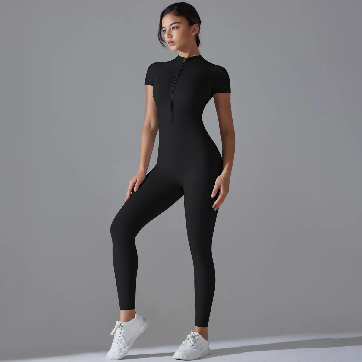 Women Zipper Bodysuits Fitness Sports Bodysuit Yoga Suit Breathable Quick Drying Sports Yoga Clothing Women Gym Push Up Workout