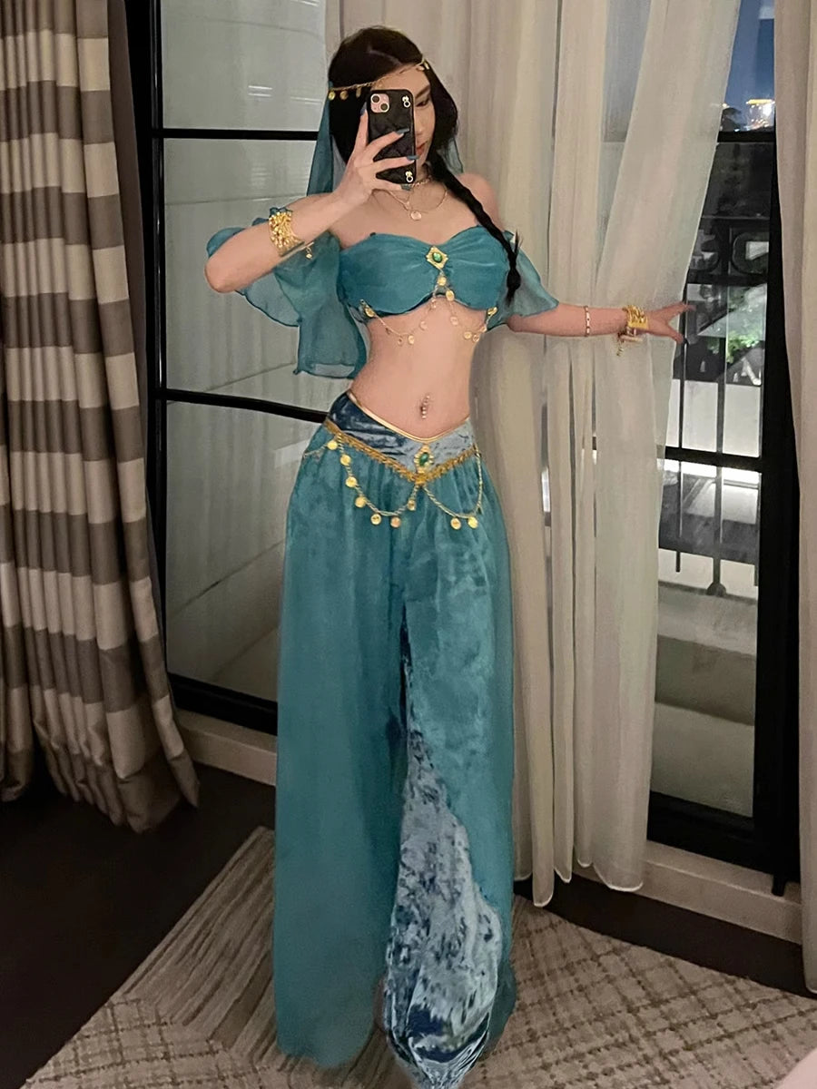 Role Playing Sexy Western Region Dancer Peacock Princess Greek Goddess Costume Hot Egyptian Indian Dancer Exotic Costume Stage