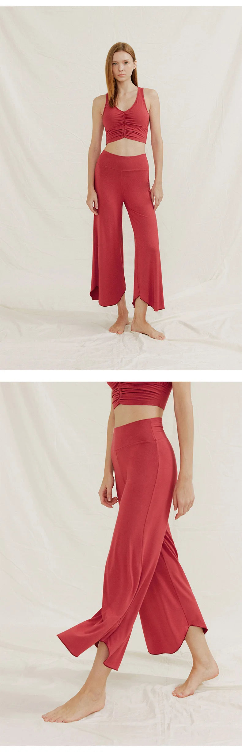 Alpha High Waisted Capri Pants for Women Wide Leg Yoga Pants for Summer Flowy Capris Loose Casual Cropped Dance Pants