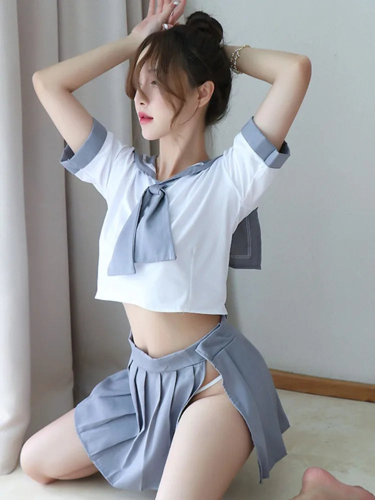 Schoolgirl Costumes Sexy Role Play Uniform Erotic Costume Naughty Lingerie Plaid Night Halloween Women Roleplay Sex Cosplay