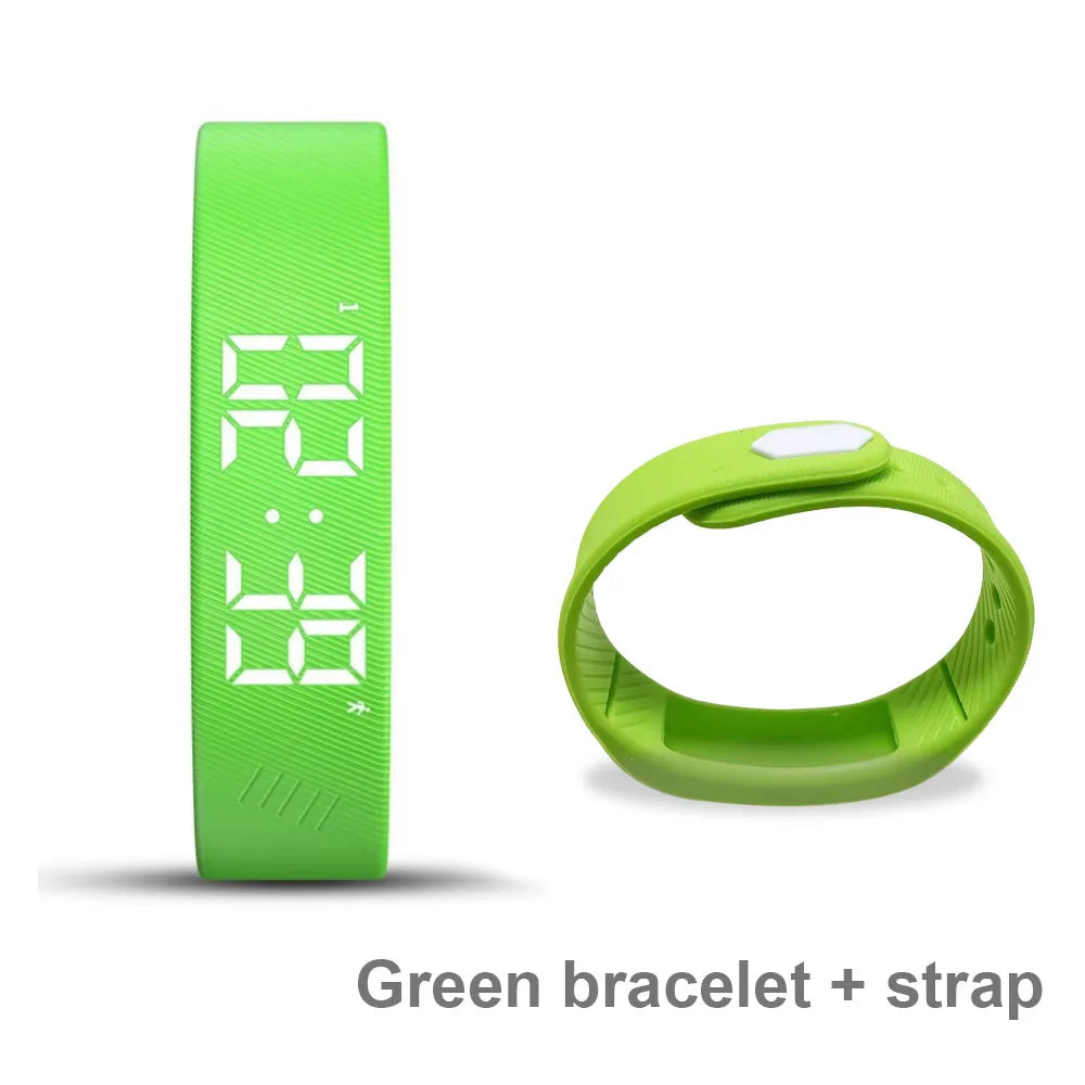 Pulsera inteligente LED digital resistente al agua, reloj inteligente con podómetro para correr, monitor, banda inteligente, alarma de vibración y recordatorio.