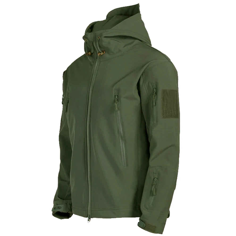 Chaquetas militares de piel de tiburón, de caparazón blando, para hombre, tácticas, a prueba de viento, impermeables, de combate, con capucha.