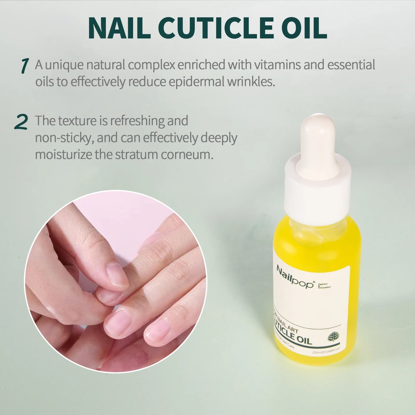 Juego de herramientas de manicura Nailpop con suavizante para eliminar la piel muerta, aceite nutritivo para cutículas, reparador de uñas, hidratante y brillante (20 ml)