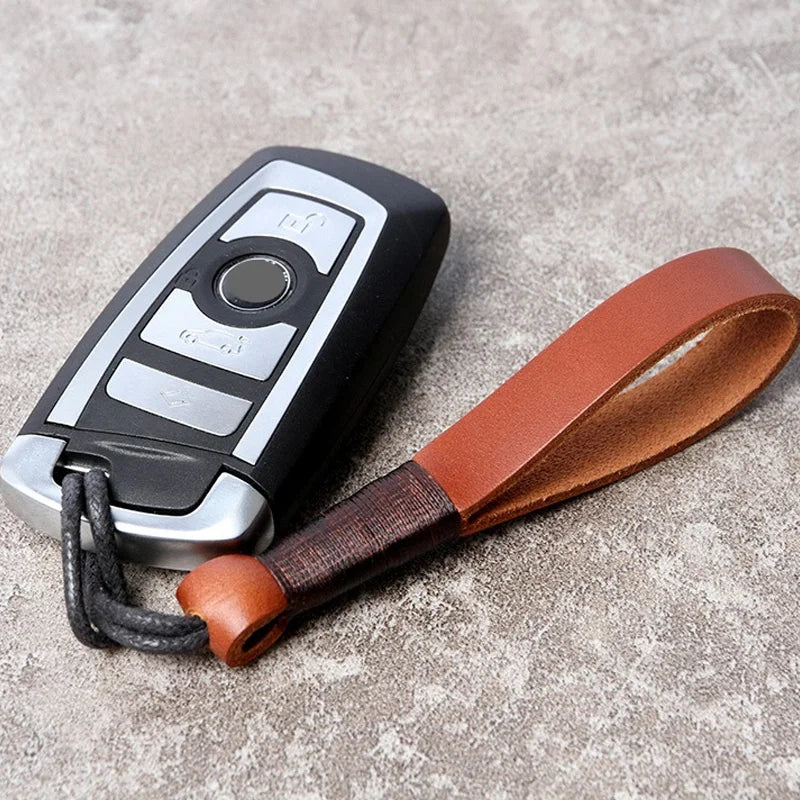 Llavero de coche para hombre, sencillo, de piel de vaca, con mosquetón, gancho de escalada, llavero, anillos, regalo, llavero interior de coche, bolsa.
