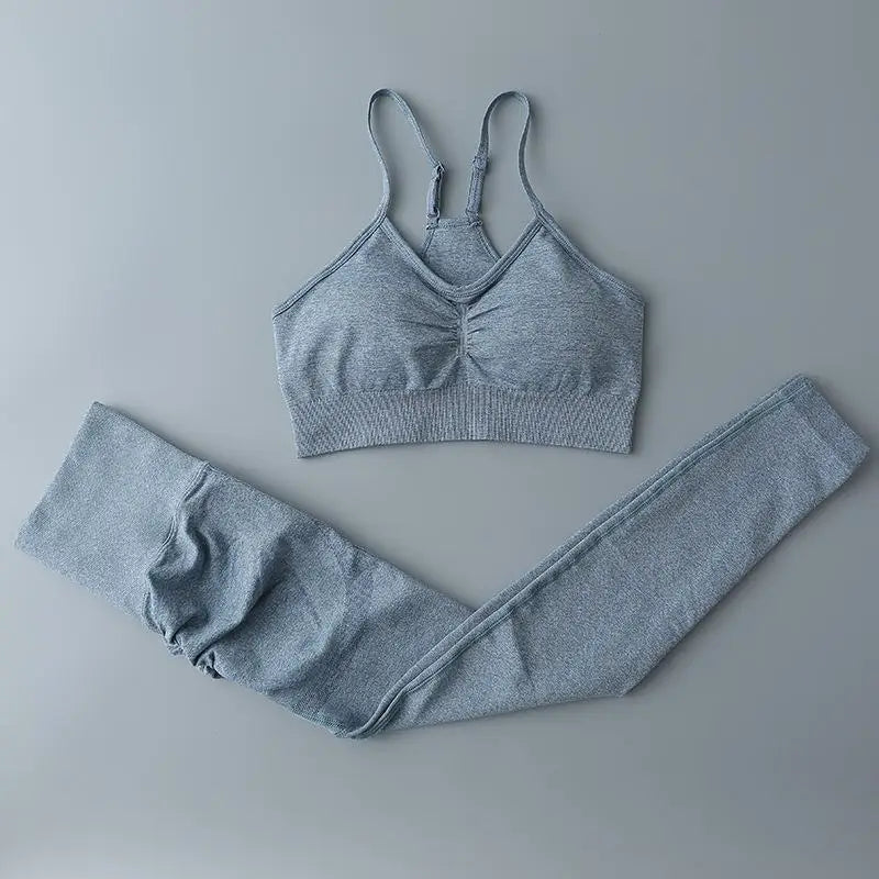Conjunto deportivo para mujer, top deportivo, leggings de yoga, sujetador deportivo, leggings sin costuras para realce de glúteos.