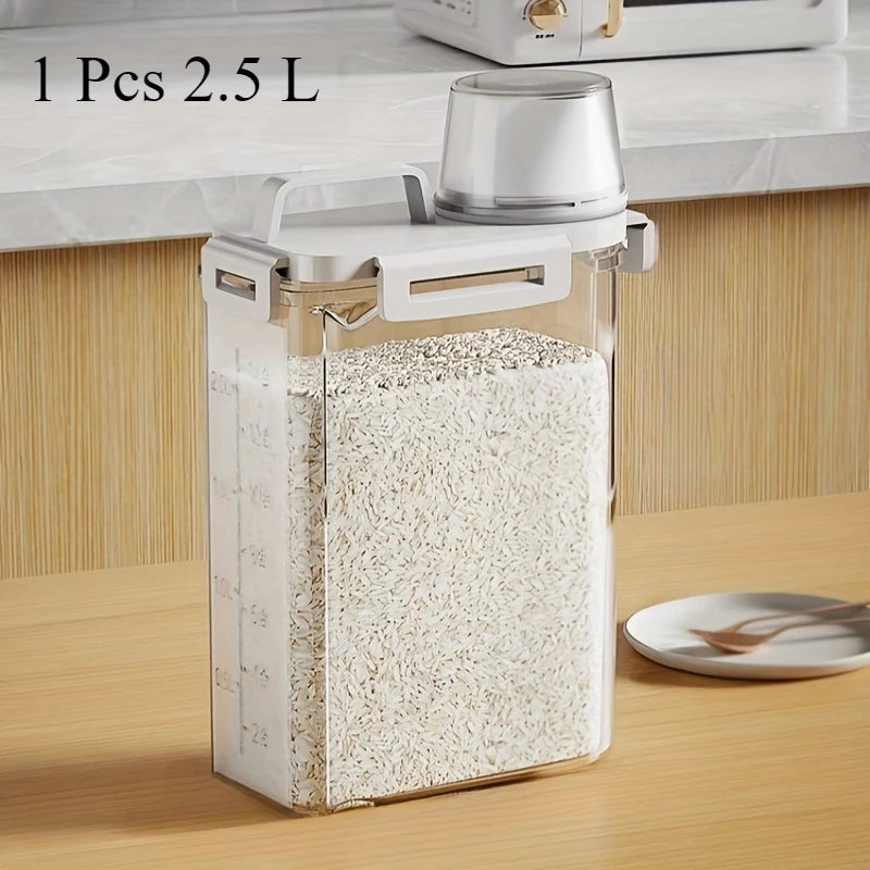 1 contenedor de almacenamiento de granos y otros granos de grado alimenticio de 2,5 L, tanque de almacenamiento de arroz, tanque de sellado, utensilios de cocina 2025new