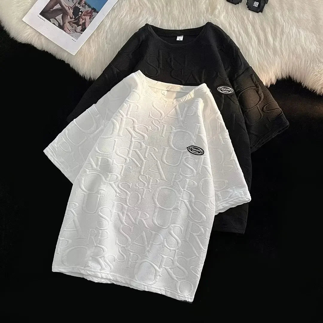 Conjunto de camiseta y pantalones cortos de manga corta para hombre, ropa deportiva informal de verano, corte holgado, marca de moda, largo de cinco cuartos, cómodo