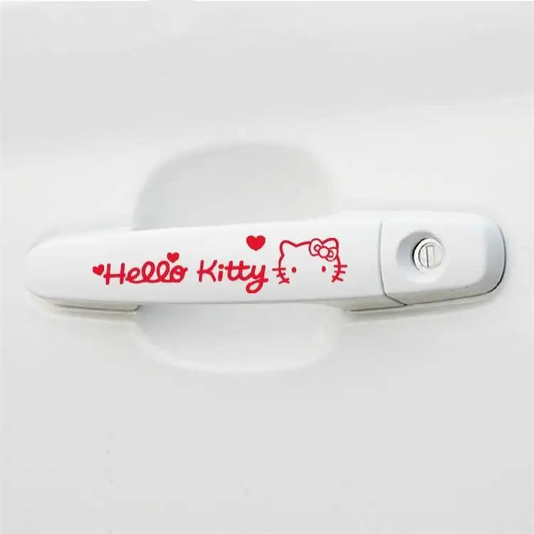4 pegatinas para manija de puerta de coche con dibujos de Hello Kitty, resistentes a arañazos, decorativas, accesorios para coche.