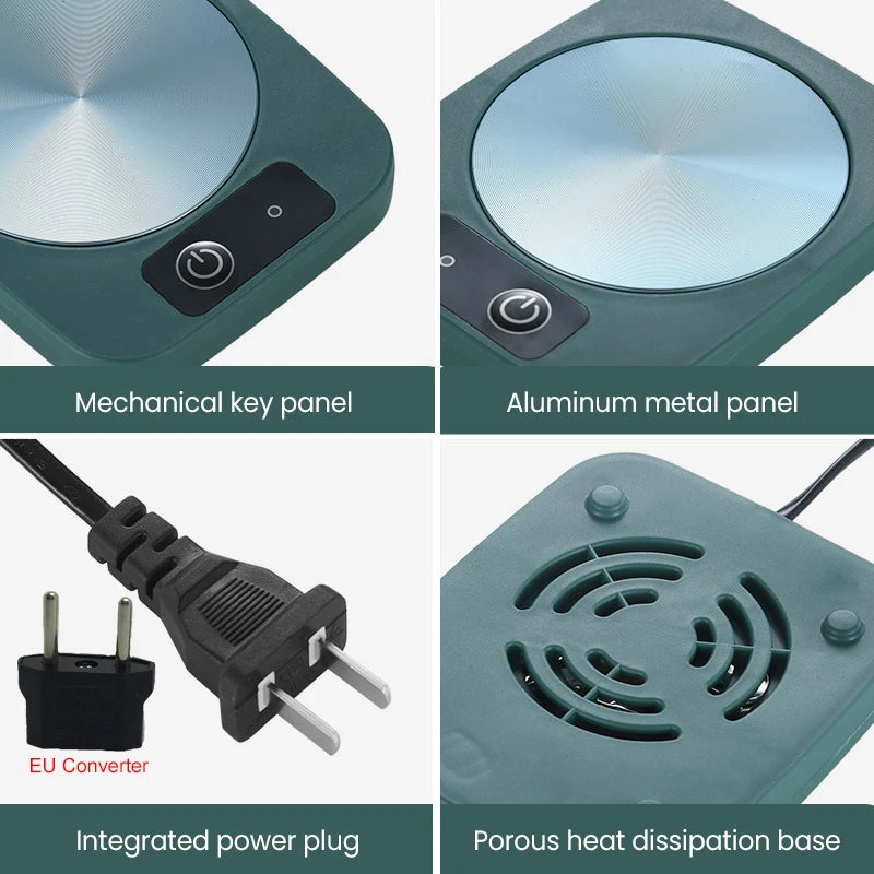 Calentador de tazas eléctrico, almohadilla térmica para leche, té y agua, tapete calentador para tazas, posavasos termostático constante, bajo consumo, regalo para el hogar y la oficina