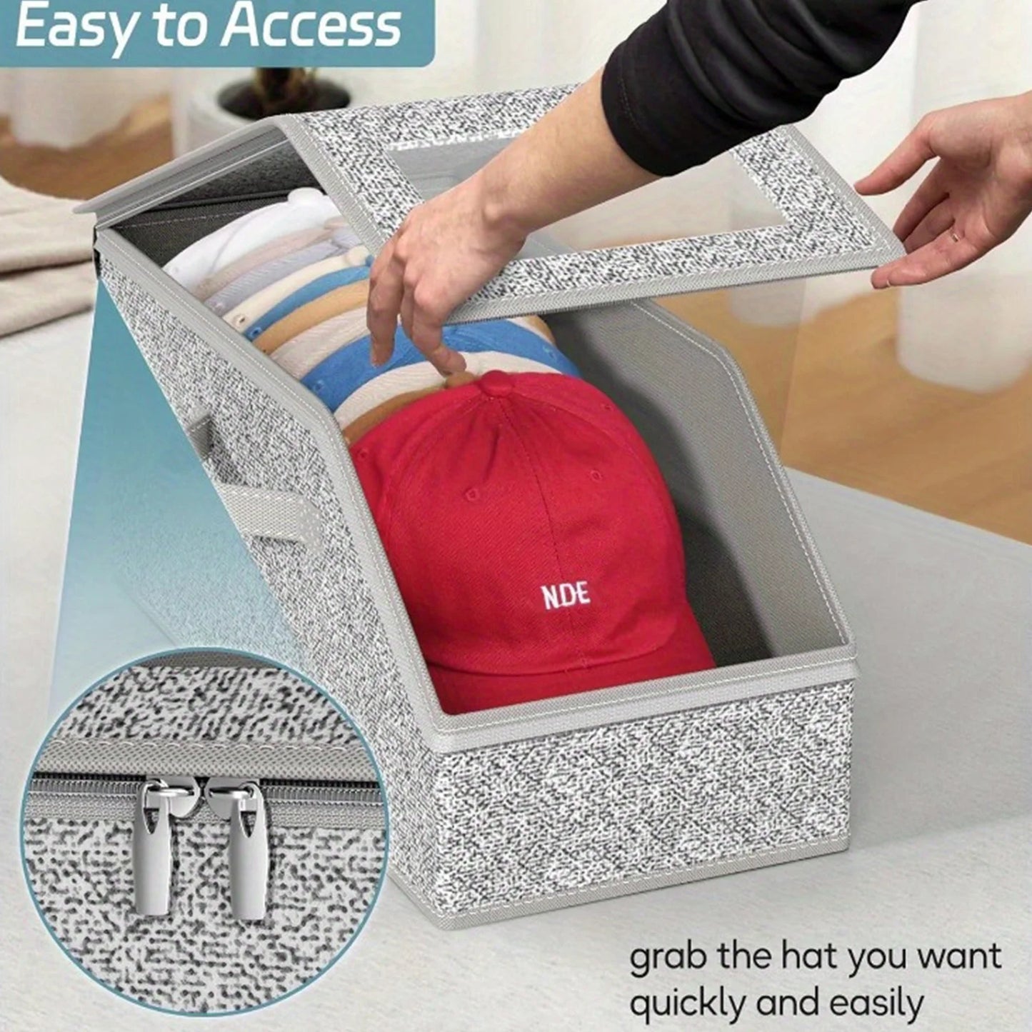 Caja para guardar sombreros de 1/2, perchero, gran capacidad, ideal para guardarropas, ideal para uso doméstico, organización y almacenamiento de armarios.